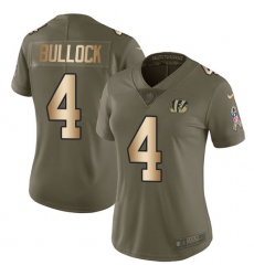 Women's Nike Cincinnati Bengals #4 Randy Bullock Limited Olive/Gold 2017 Salute to Service NFL Jersey