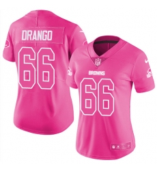 Women's Nike Cleveland Browns #66 Spencer Drango Limited Pink Rush Fashion NFL Jersey