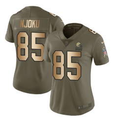 Women's Nike Cleveland Browns #85 David Njoku Limited Olive/Gold 2017 Salute to Service NFL Jersey
