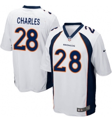 Men's Nike Denver Broncos #28 Jamaal Charles Game White NFL Jersey