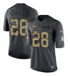 Men's Nike Denver Broncos #28 Jamaal Charles Limited Black 2016 Salute to Service NFL Jersey