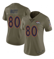 Women's Nike Denver Broncos #80 Jake Butt Limited Olive 2017 Salute to Service NFL Jersey