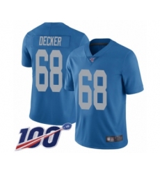 Men's Detroit Lions #68 Taylor Decker Blue Alternate Vapor Untouchable Limited Player 100th Season Football Jersey