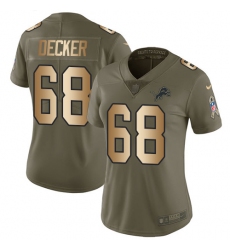 Women's Nike Detroit Lions #68 Taylor Decker Limited Olive/Gold Salute to Service NFL Jersey