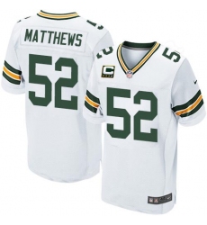 Men's Nike Green Bay Packers #52 Clay Matthews Elite White C Patch NFL Jersey
