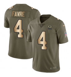 Men's Nike Green Bay Packers #4 Brett Favre Limited Olive/Gold 2017 Salute to Service NFL Jersey