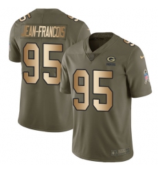 Youth Nike Green Bay Packers #95 Ricky Jean-Francois Limited Olive/Gold 2017 Salute to Service NFL Jersey