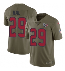 Youth Nike Houston Texans #29 Andre Hal Limited Olive 2017 Salute to Service NFL Jersey