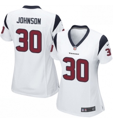 Women's Nike Houston Texans #30 Kevin Johnson Game White NFL Jersey