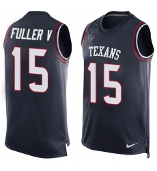 Men's Nike Houston Texans #15 Will Fuller V Limited Navy Blue Player Name & Number Tank Top NFL Jersey