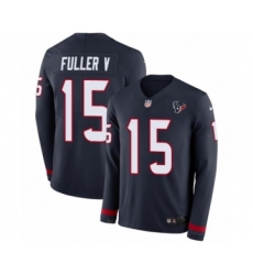 Men's Nike Houston Texans #15 Will Fuller V Limited Navy Blue Therma Long Sleeve NFL Jersey