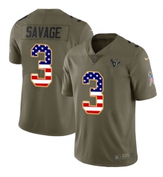 Youth Nike Houston Texans #3 Tom Savage Limited Olive/USA Flag 2017 Salute to Service NFL Jersey