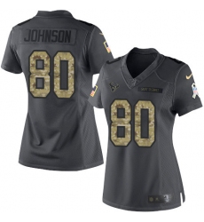 Women's Nike Houston Texans #80 Andre Johnson Limited Black 2016 Salute to Service NFL Jersey