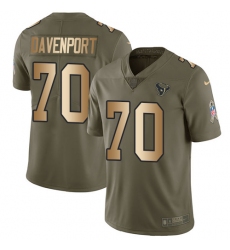 Youth Nike Houston Texans #70 Julien Davenport Limited Olive/Gold 2017 Salute to Service NFL Jersey