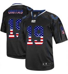 Men's Nike Indianapolis Colts #19 Johnny Unitas Elite Black USA Flag Fashion NFL Jersey