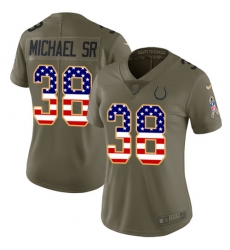 Women's Nike Indianapolis Colts #38 Christine Michael Sr Limited Olive/USA Flag 2017 Salute to Service NFL Jersey