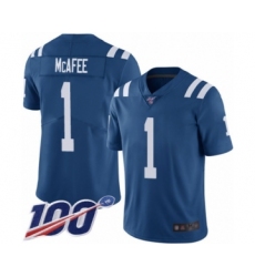 Men's Indianapolis Colts #1 Pat McAfee Royal Blue Team Color Vapor Untouchable Limited Player 100th Season Football Jersey