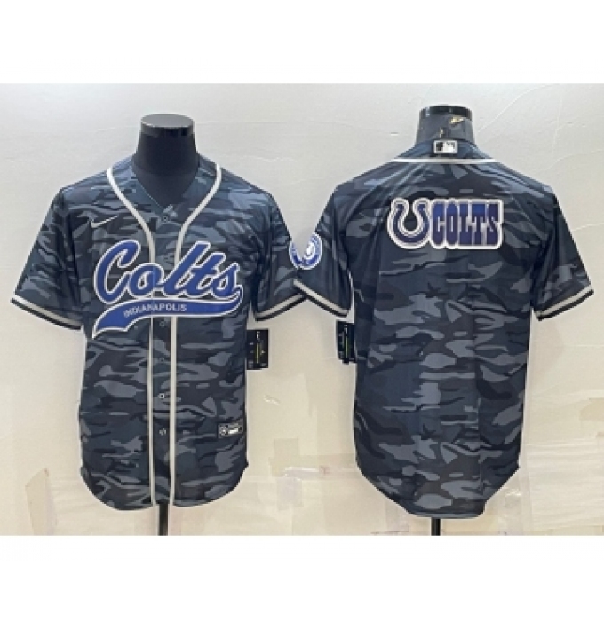 Men's Indianapolis Colts Grey Camo Team Big Logo With Patch Cool Base Stitched Baseball Jersey