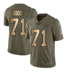 Youth Nike Indianapolis Colts #71 Denzelle Good Limited Olive/Gold 2017 Salute to Service NFL Jersey