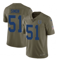 Youth Nike Indianapolis Colts #51 John Simon Limited Olive 2017 Salute to Service NFL Jersey
