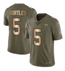 Youth Nike Jacksonville Jaguars #5 Blake Bortles Limited Olive/Gold 2017 Salute to Service NFL Jersey