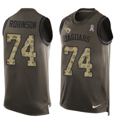 Men's Nike Jacksonville Jaguars #74 Cam Robinson Limited Green Salute to Service Tank Top NFL Jersey