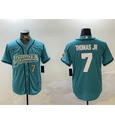 Men's Jacksonville Jaguars #7 Brian Thomas Jr Teal With Cool Base Stitched Baseball Jerseys