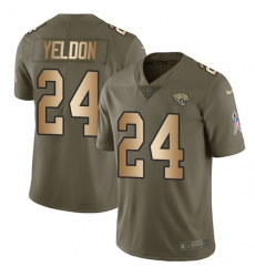 Men's Nike Jacksonville Jaguars #24 T.J. Yeldon Limited Olive/Gold 2017 Salute to Service NFL Jersey