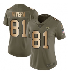 Women's Nike Jacksonville Jaguars #81 Mychal Rivera Limited Olive/Gold 2017 Salute to Service NFL Jersey