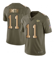 Youth Nike Kansas City Chiefs #11 Alex Smith Limited Olive/Gold 2017 Salute to Service NFL Jersey