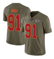 Youth Nike Kansas City Chiefs #91 Tamba Hali Limited Olive 2017 Salute to Service NFL Jersey