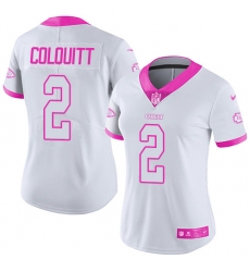 Women's Nike Kansas City Chiefs #2 Dustin Colquitt Limited White/Pink Rush Fashion NFL Jersey
